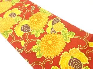 縮緬地型染菊唐草模様開き名古屋帯（額縁仕立て）